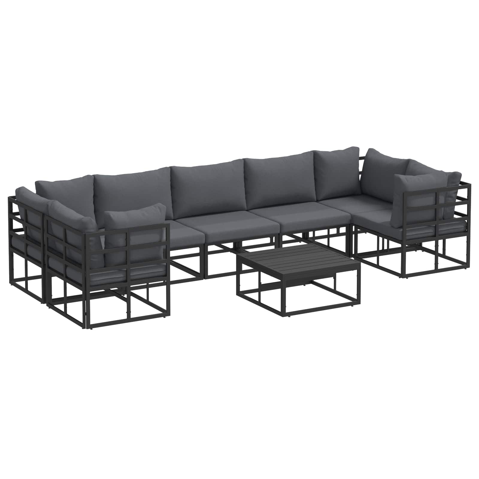 WAVUE Garden Sofa Set with Cushion 8 pcs Aluminium - Black