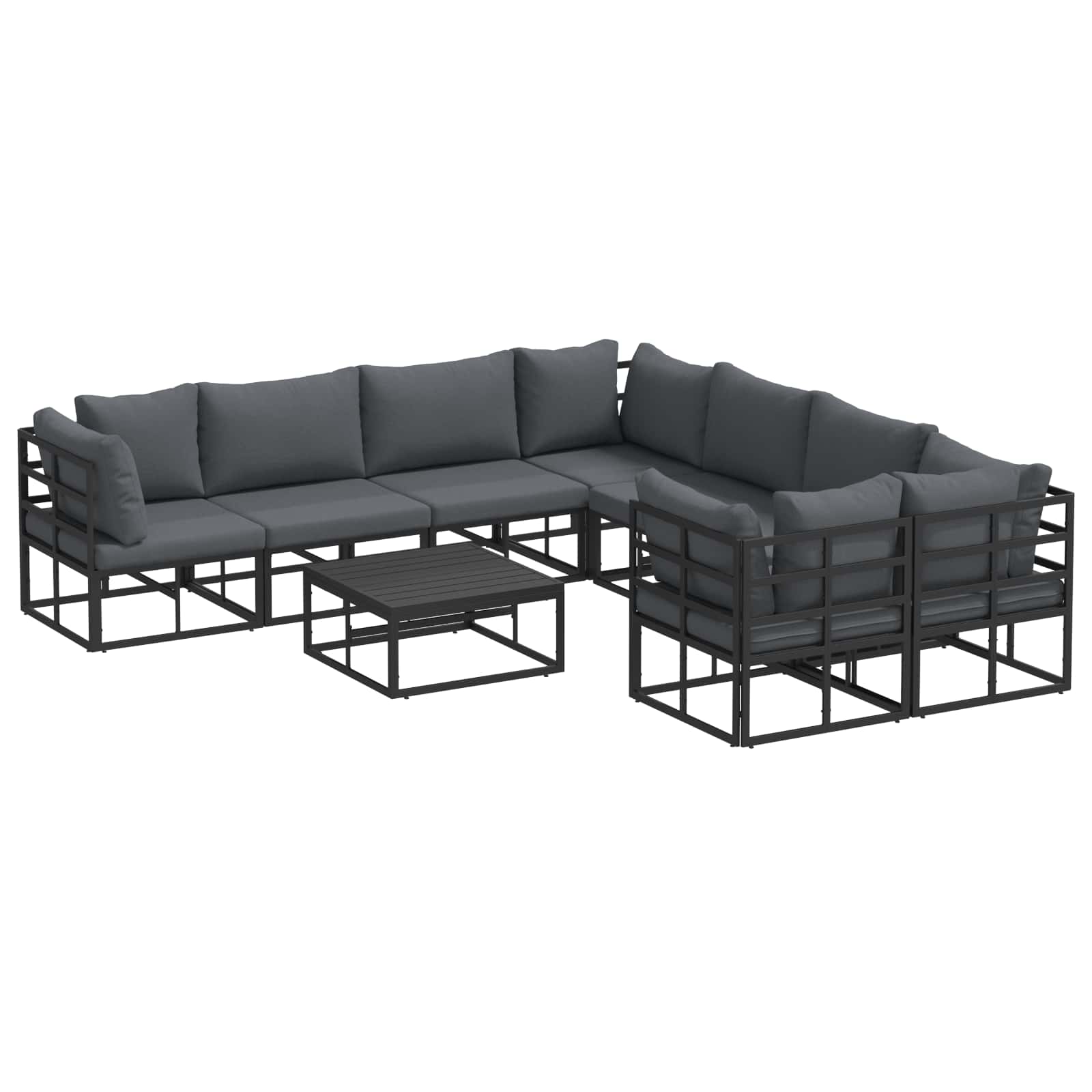 WAVUE Garden Sofa Set with Cushion 9 pcs Steel - Black
