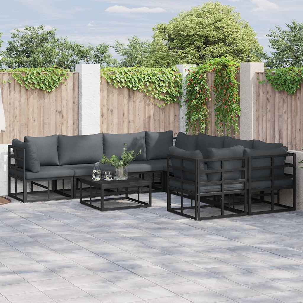 WAVUE Garden Sofa Set with Cushion 8 pcs Steel - Black