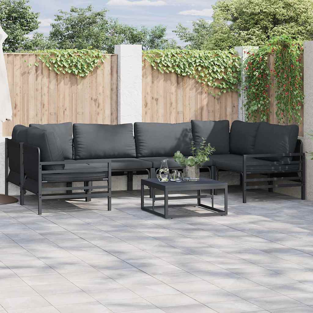 WAVUE Garden Sofa Set with Cushion 6 pcs Steel - Black