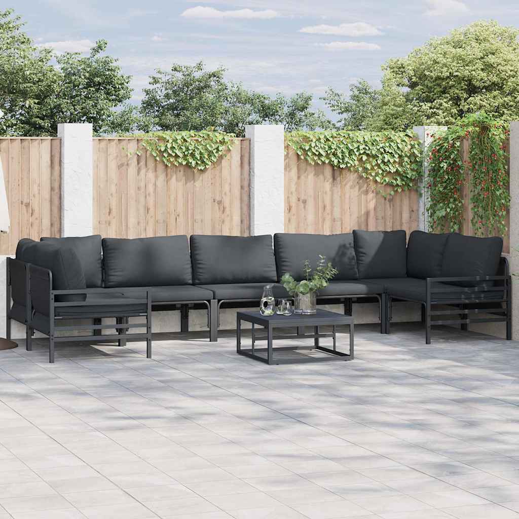 WAVUE Garden Sofa Set with Cushion 8 pcs Steel - Black