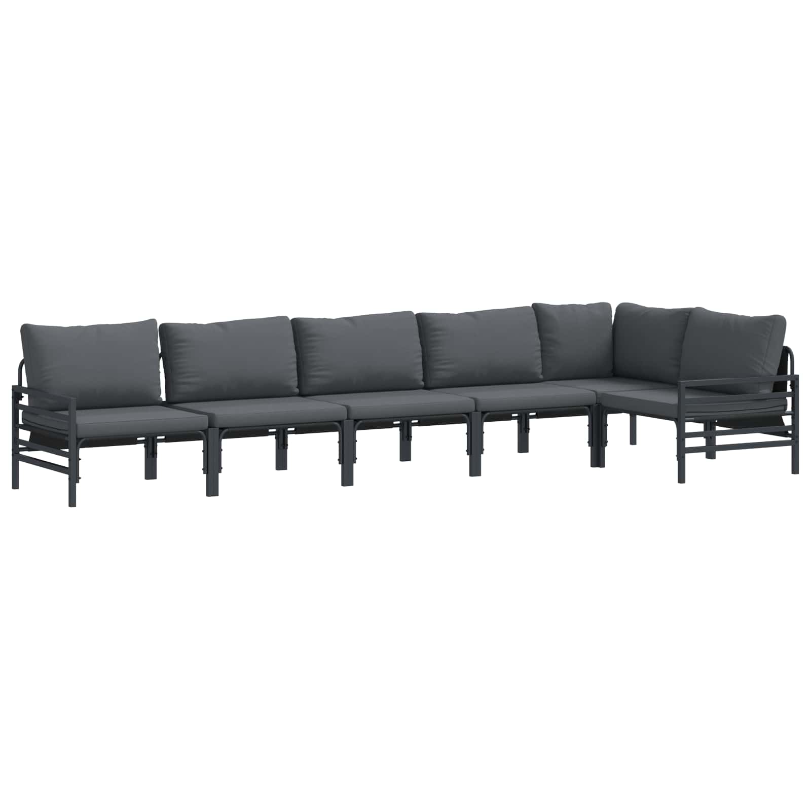WAVUE Garden Sofa Set with Cushion 6 pcs Steel - Black