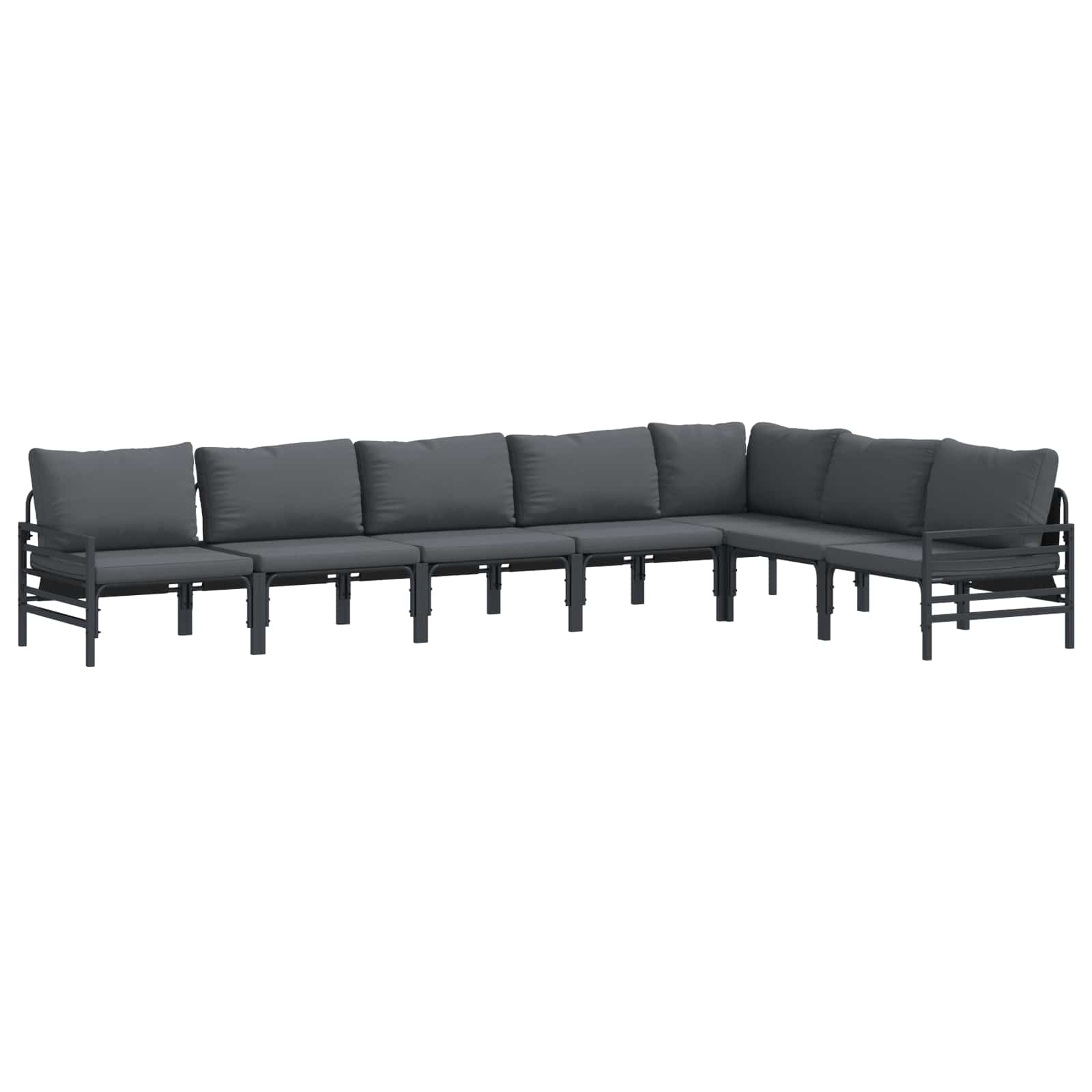 WAVUE Garden Sofa Set with Cushion 7 pcs Steel - Black