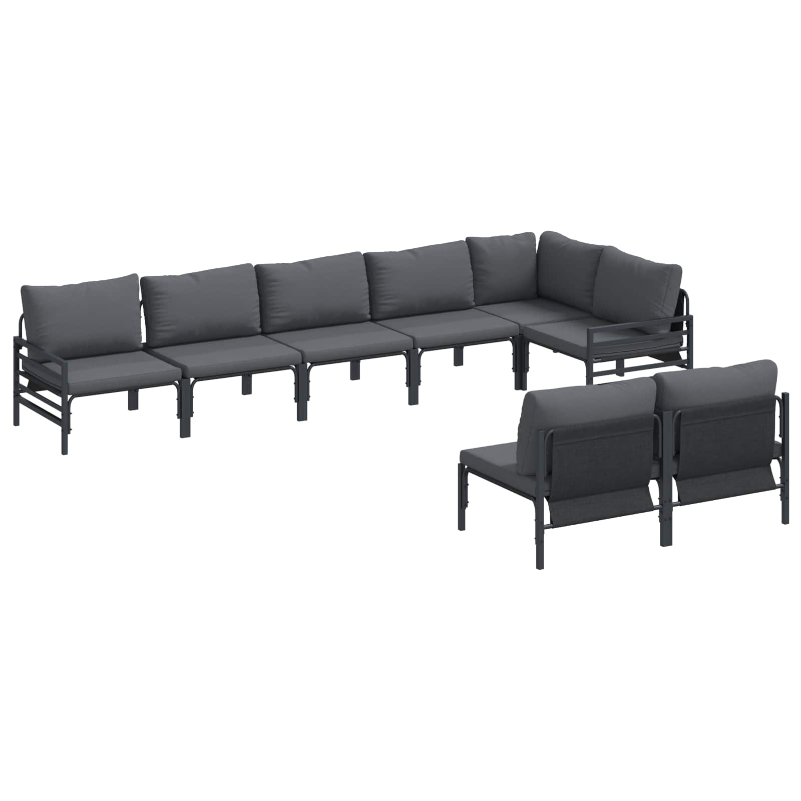 WAVUE Garden Sofa Set with Cushion Anthracite Steel