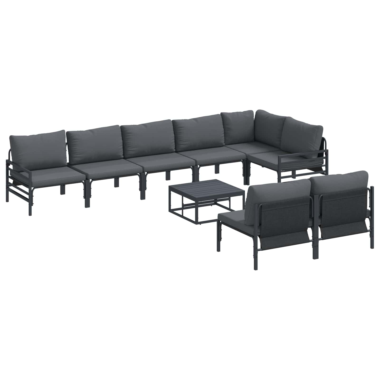 WAVUE Garden Sofa Set with Cushion Anthracite Steel