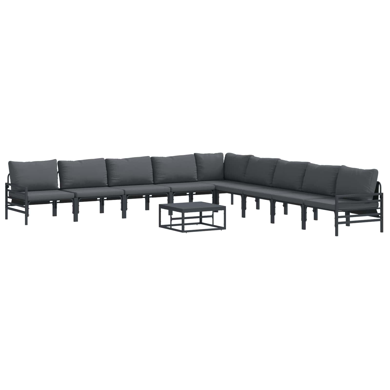 WAVUE Garden Sofa Set with Cushion 10 pcs Steel - Black
