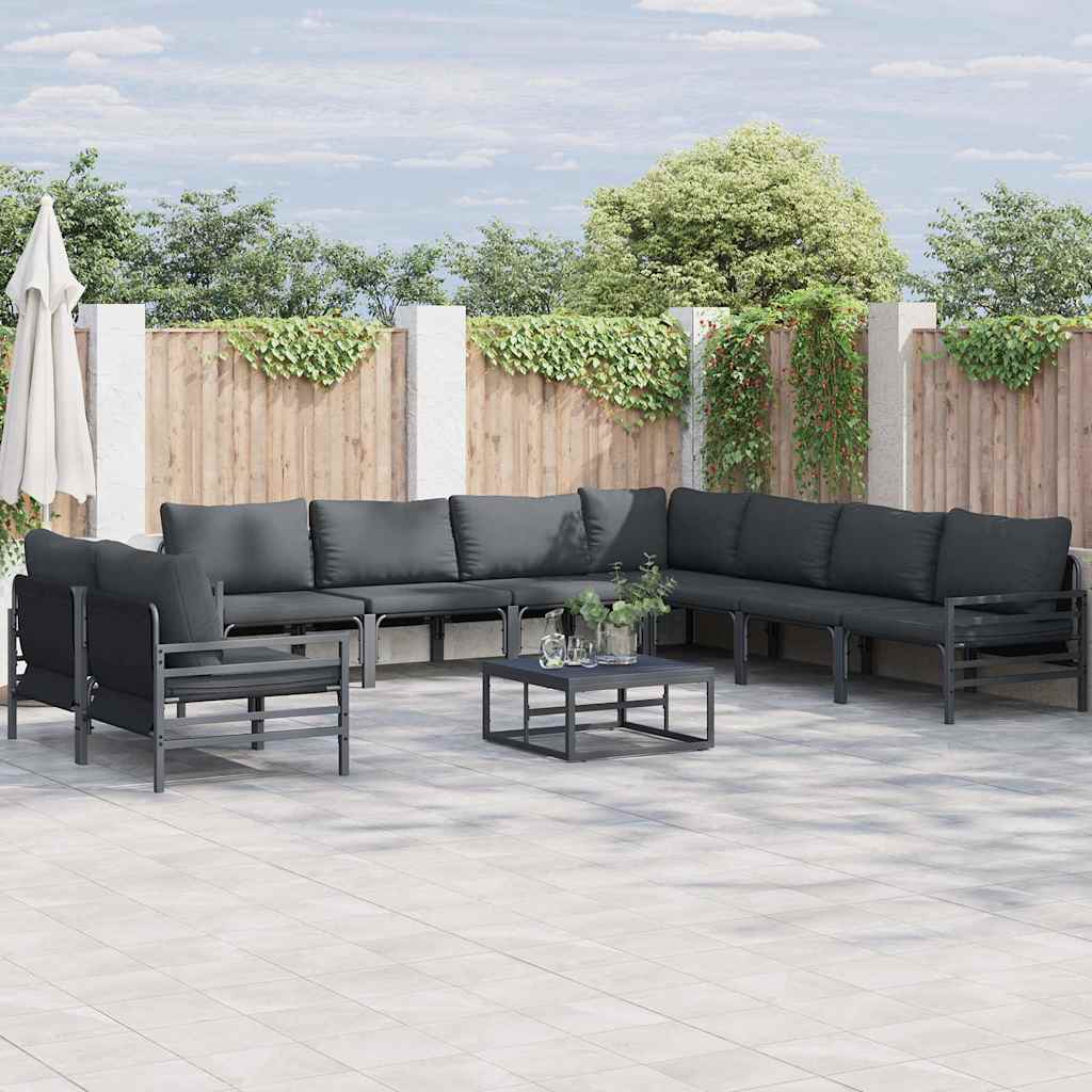 WAVUE Garden Sofa Set with Cushion 9 pcs Steel - Black