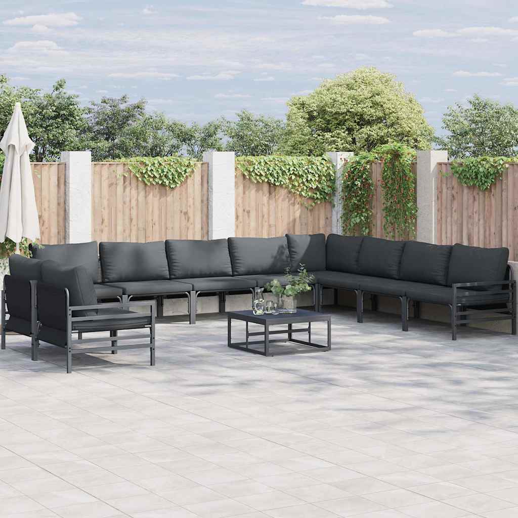 WAVUE Garden Sofa Set with Cushion 10 pcs Steel - Black