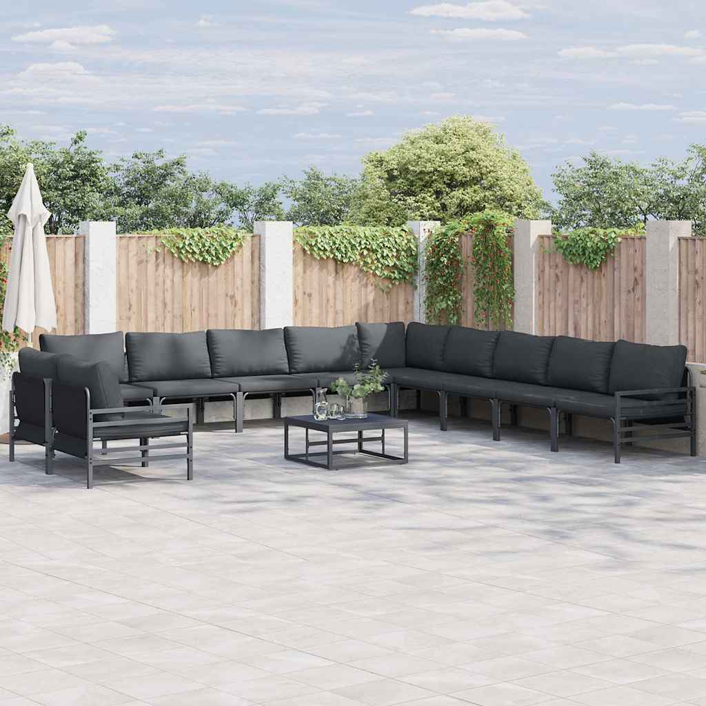 WAVUE Garden Sofa Set with Cushion Anthracite Steel