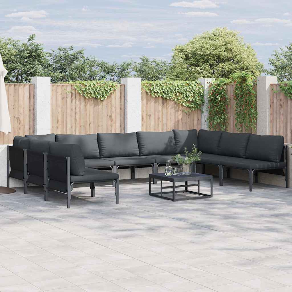 WAVUE Garden Sofa Set with Cushion 10 pcs Steel - Black