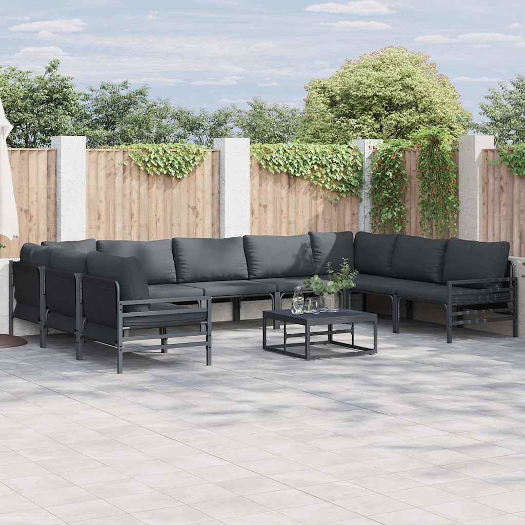 WAVUE Garden Sofa Set with Cushion 10 pcs Steel - Black