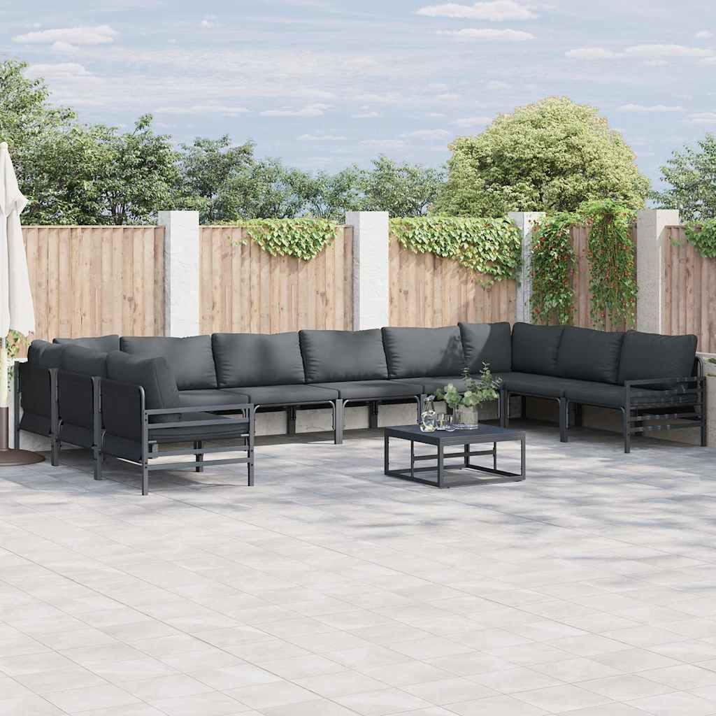 WAVUE Garden Sofa Set with Cushion 10 pcs Steel - Black