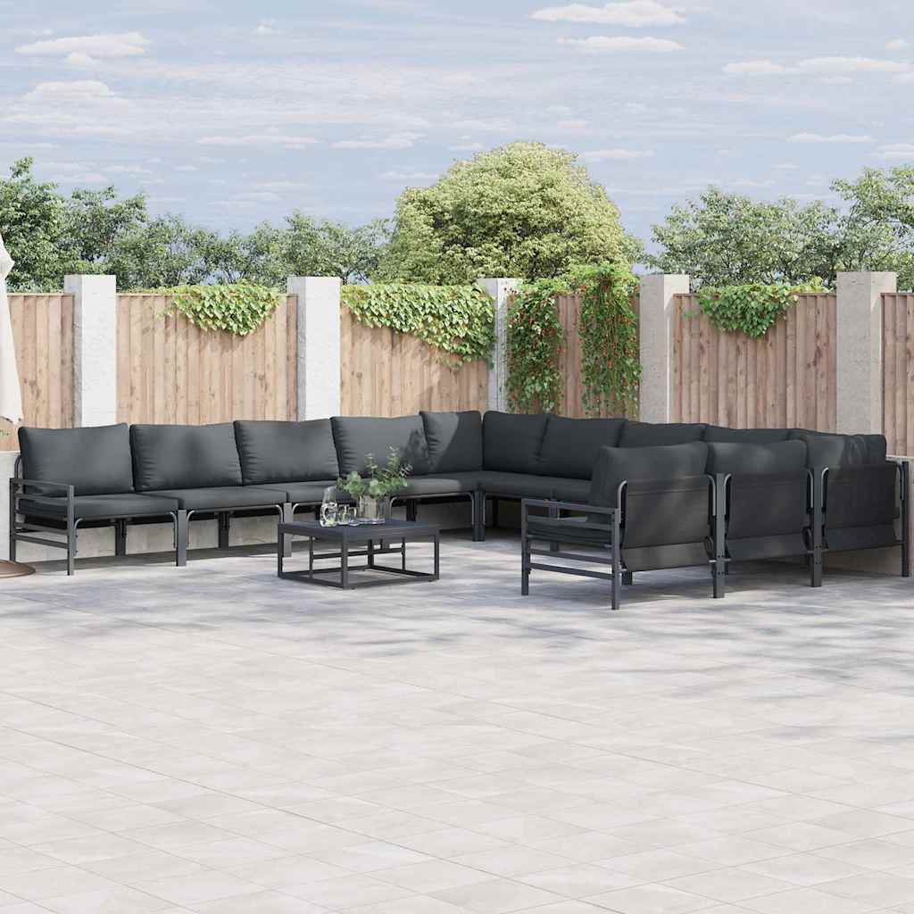 WAVUE Garden Sofa Set with Cushion 12 pcs Steel - Black
