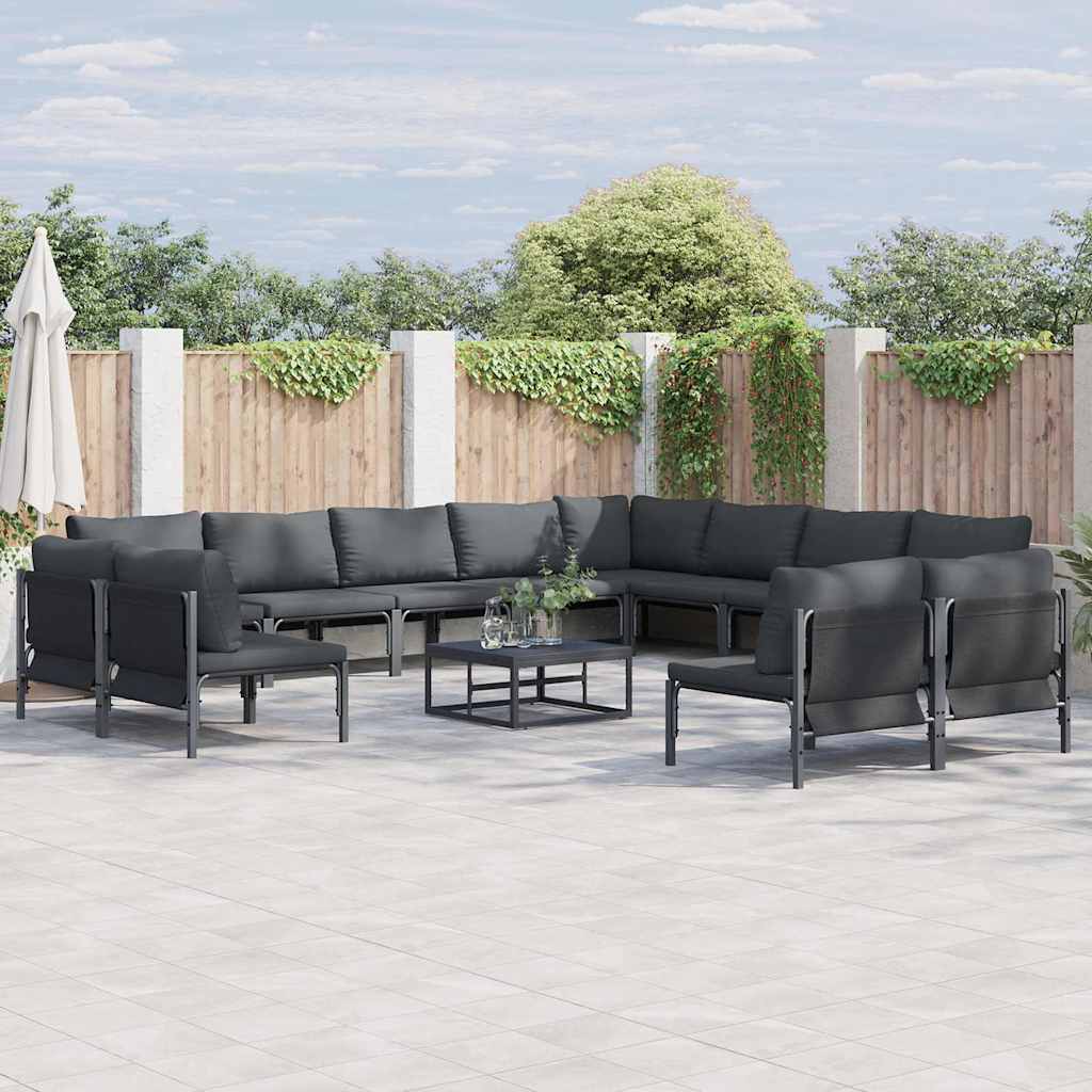 WAVUE Garden Sofa Set with Cushion 12 pcs Steel - Black