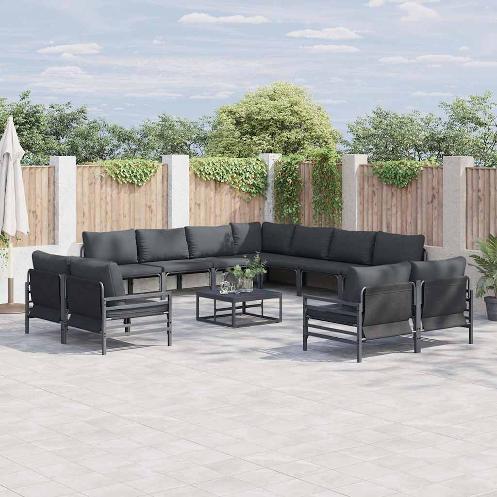 WAVUE Garden Sofa Set with Cushion 12 pcs Steel - Black
