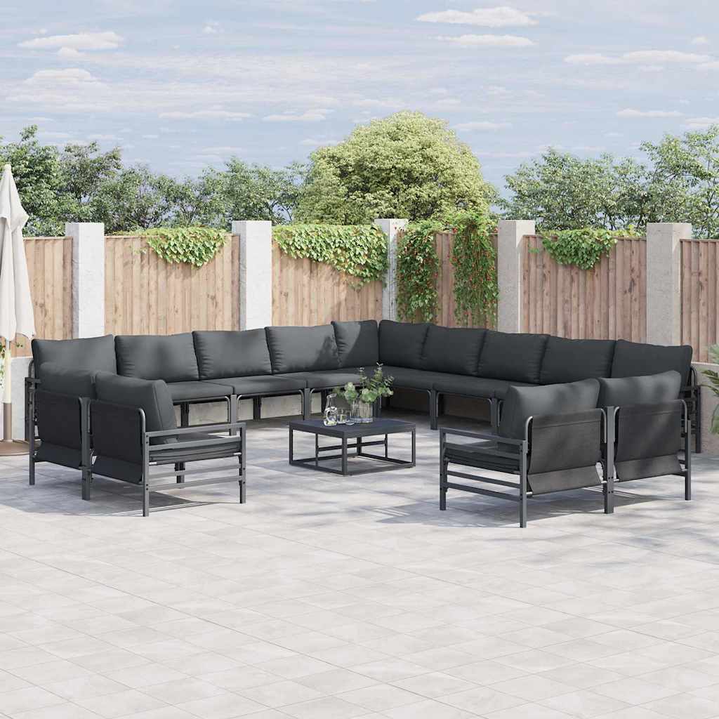 WAVUE Garden Sofa Set with Cushion 13 pcs Steel - Black