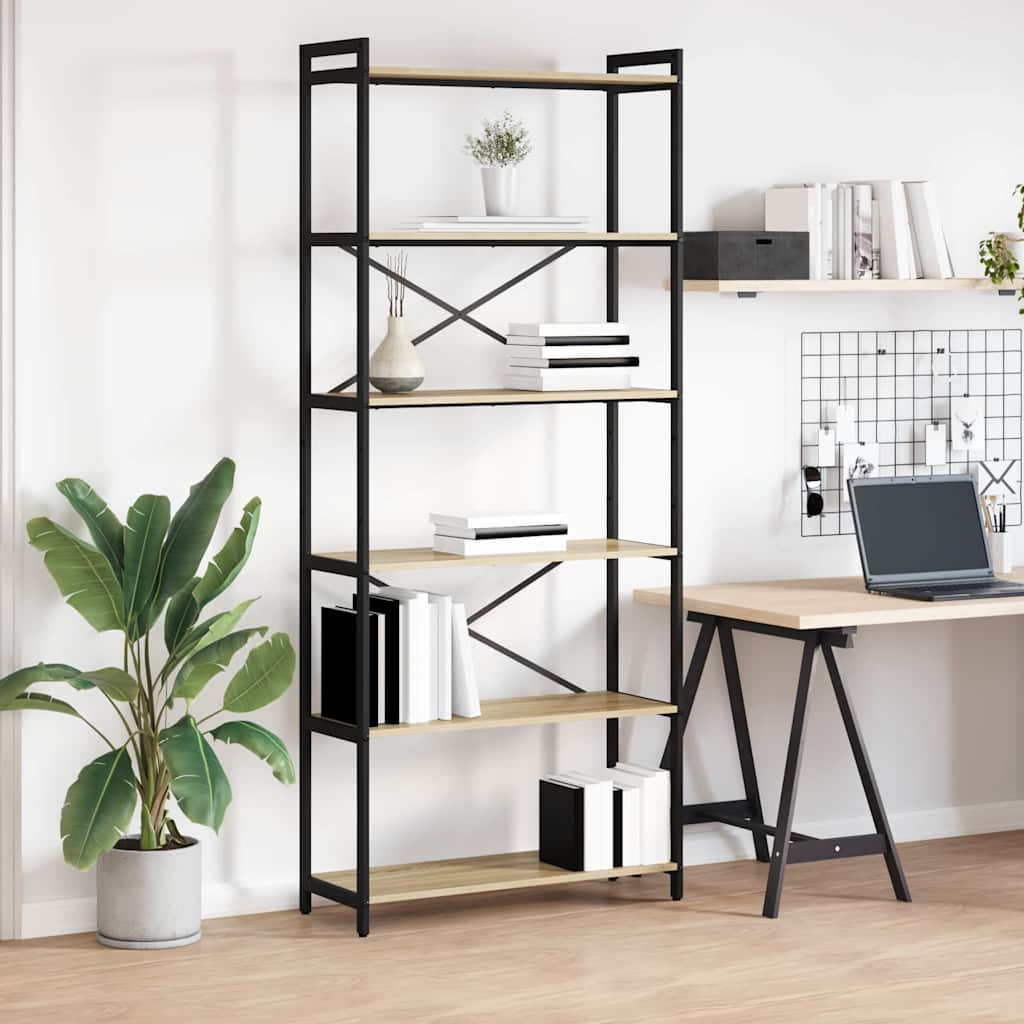 Bookcase Sonoma oak 80 x 30 x 188 cm Engineered wood