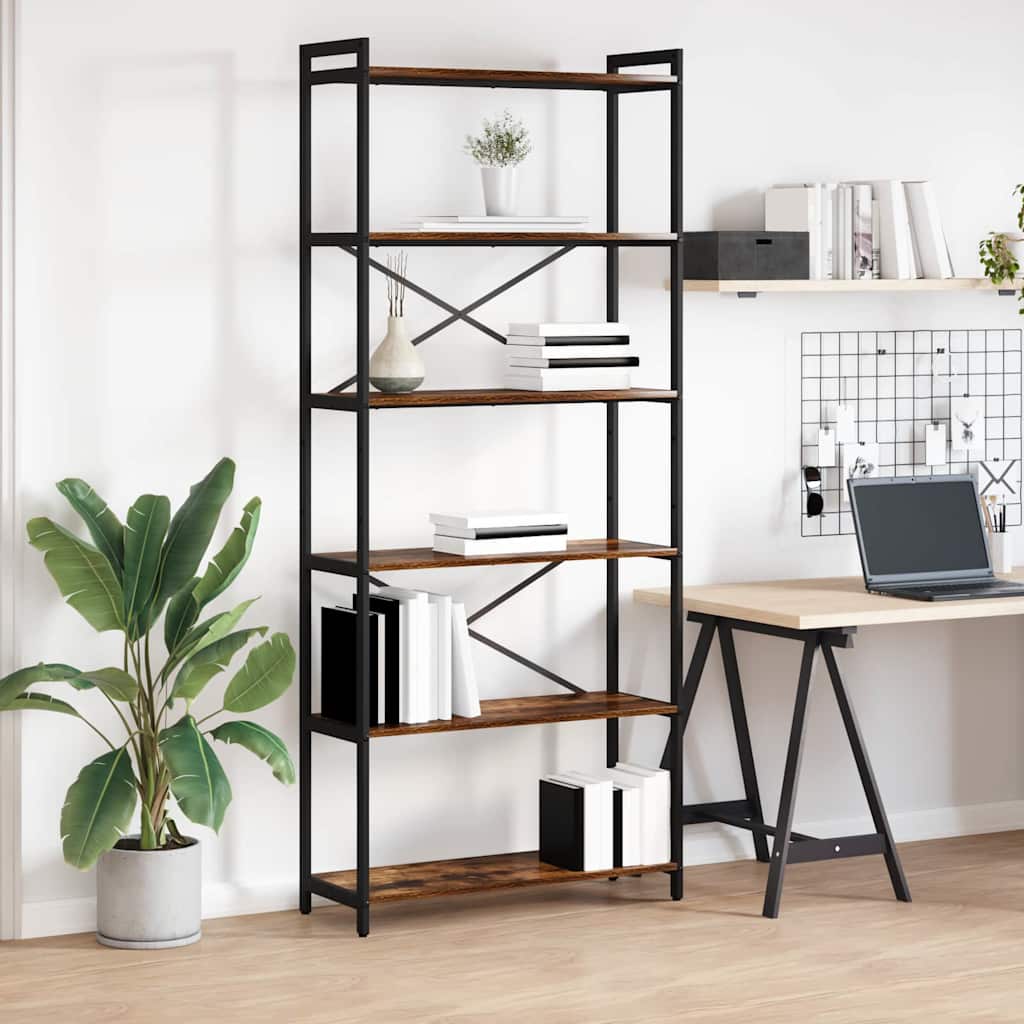 Bookcase Smoked oak 80 x 30 x 188 cm Engineered wood
