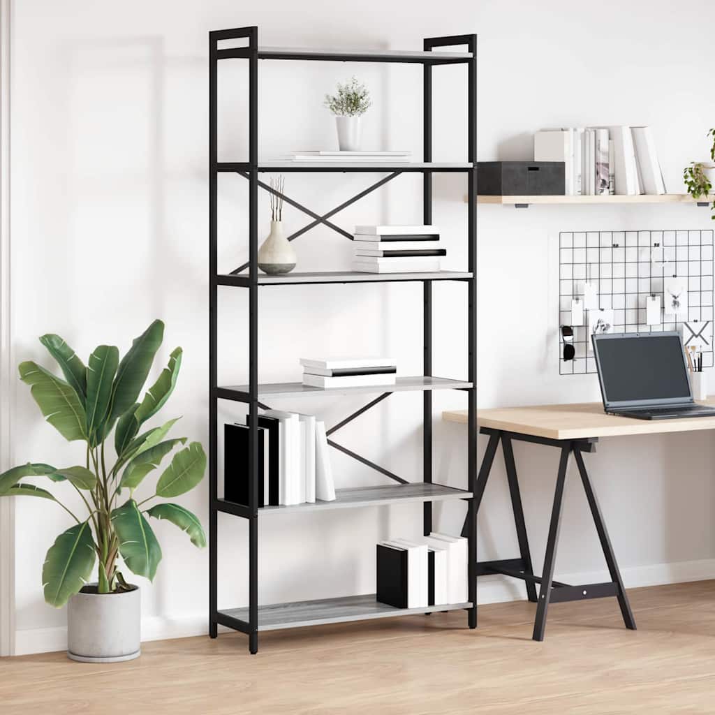 Bookcase Grey sonoma 80 x 30 x 188 cm Engineered wood