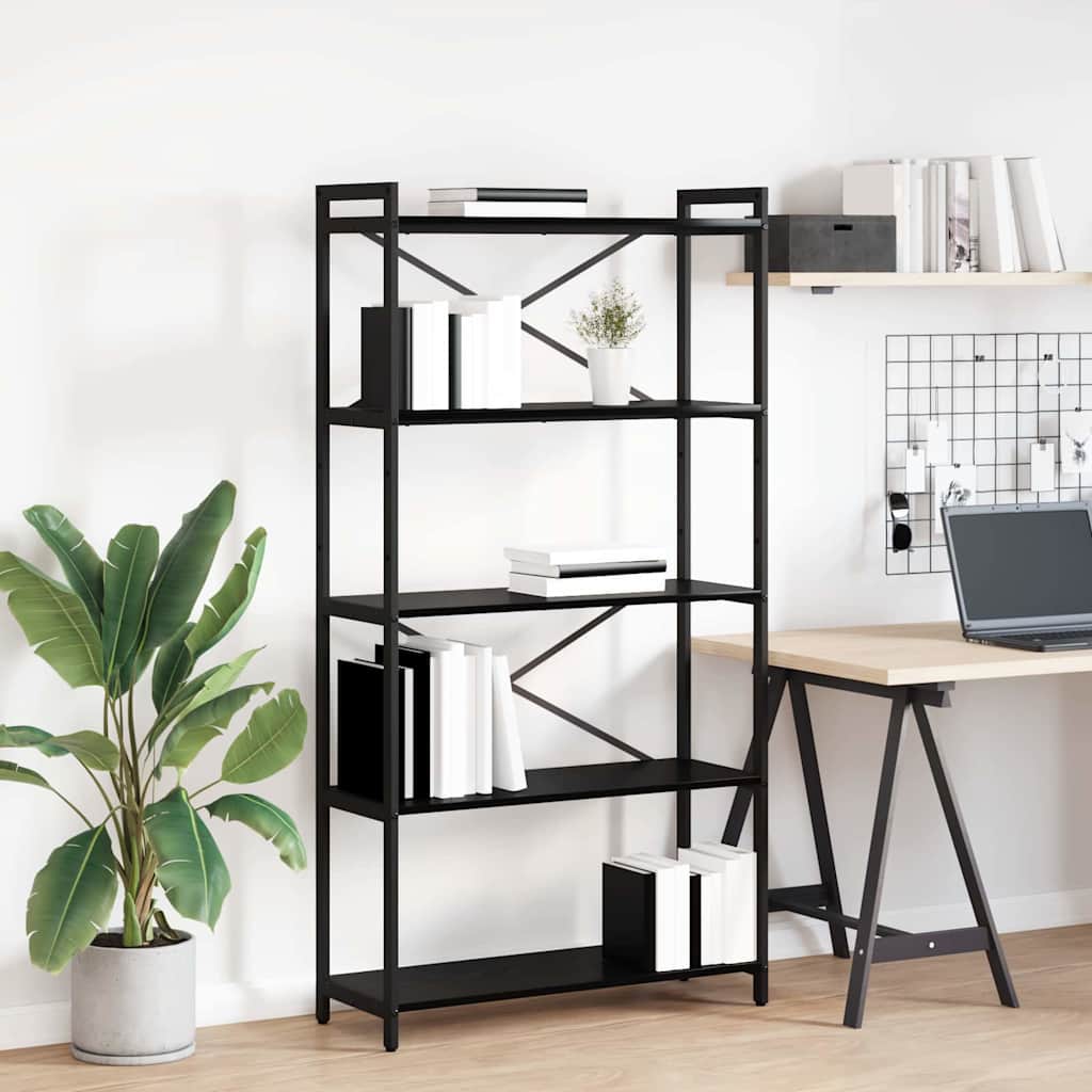 Bookcase Black oak 80 x 30 x 153 cm Engineered wood