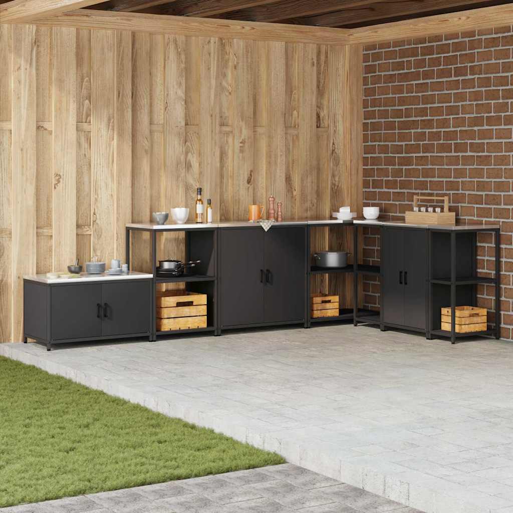 Kitchen Storage Shelf with Shelf with Storage Black Steel