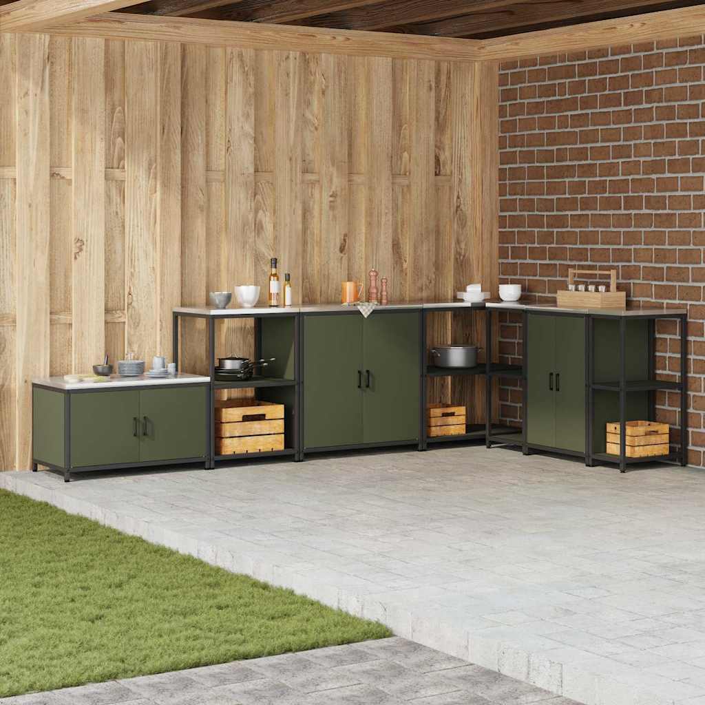 Kitchen Storage Shelf with Shelf with Storage Olive green Steel