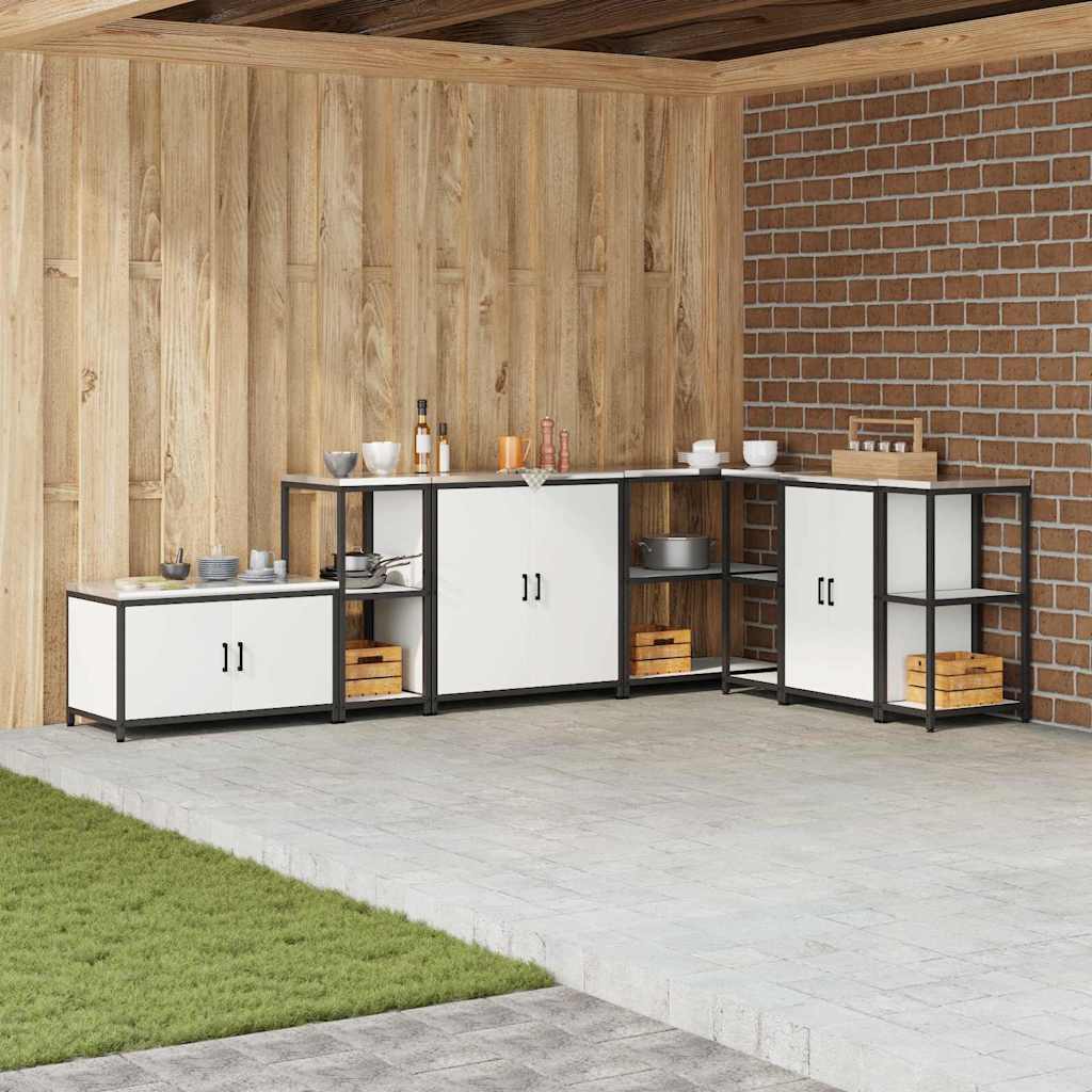 Kitchen Storage Shelf with Shelf with Storage White Steel