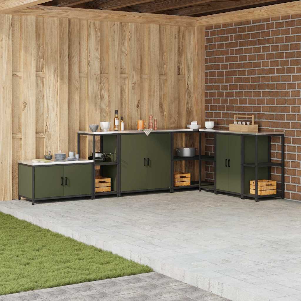 Kitchen Storage Shelf with Shelf with Storage Olive green Steel