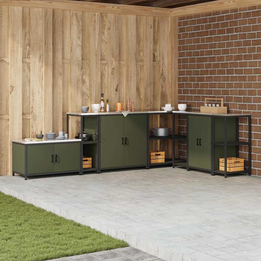 Kitchen Storage Shelf with Shelf with Storage Olive green Steel