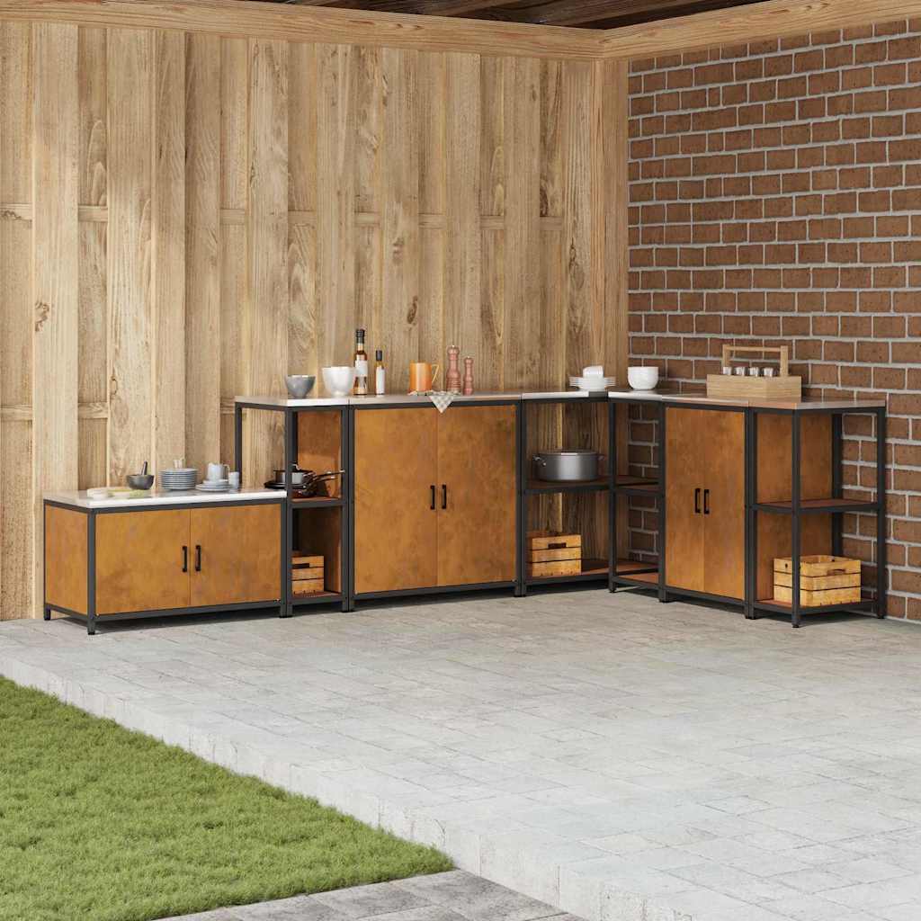 Kitchen Storage Shelf with Shelf Rusty Weathering steel