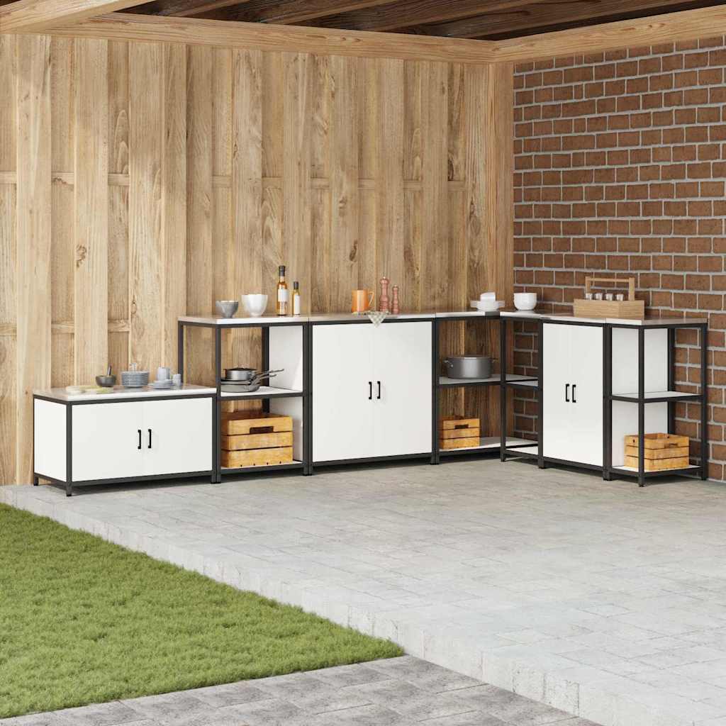 Kitchen Storage Cabinet with Shelf with Storage White Steel