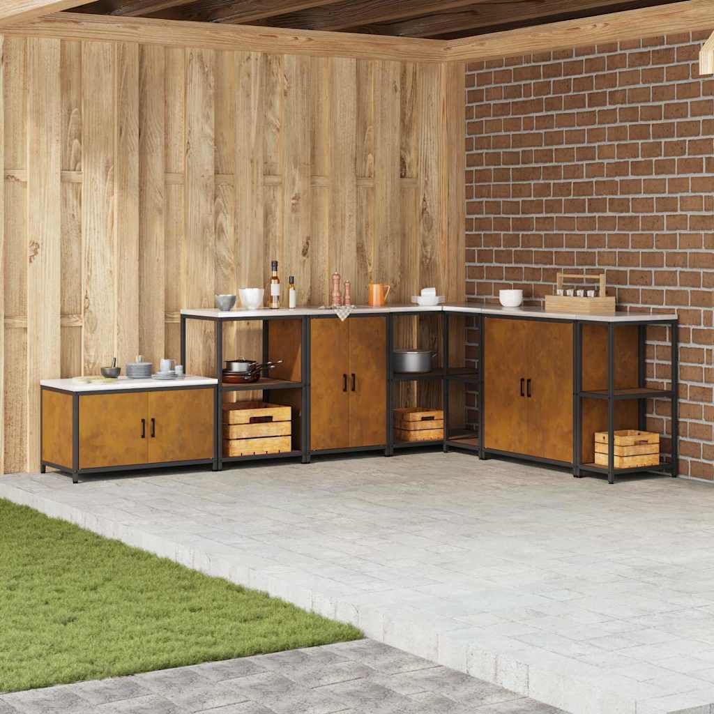 Kitchen Storage Cabinet with Drawer Rusty Weathering steel