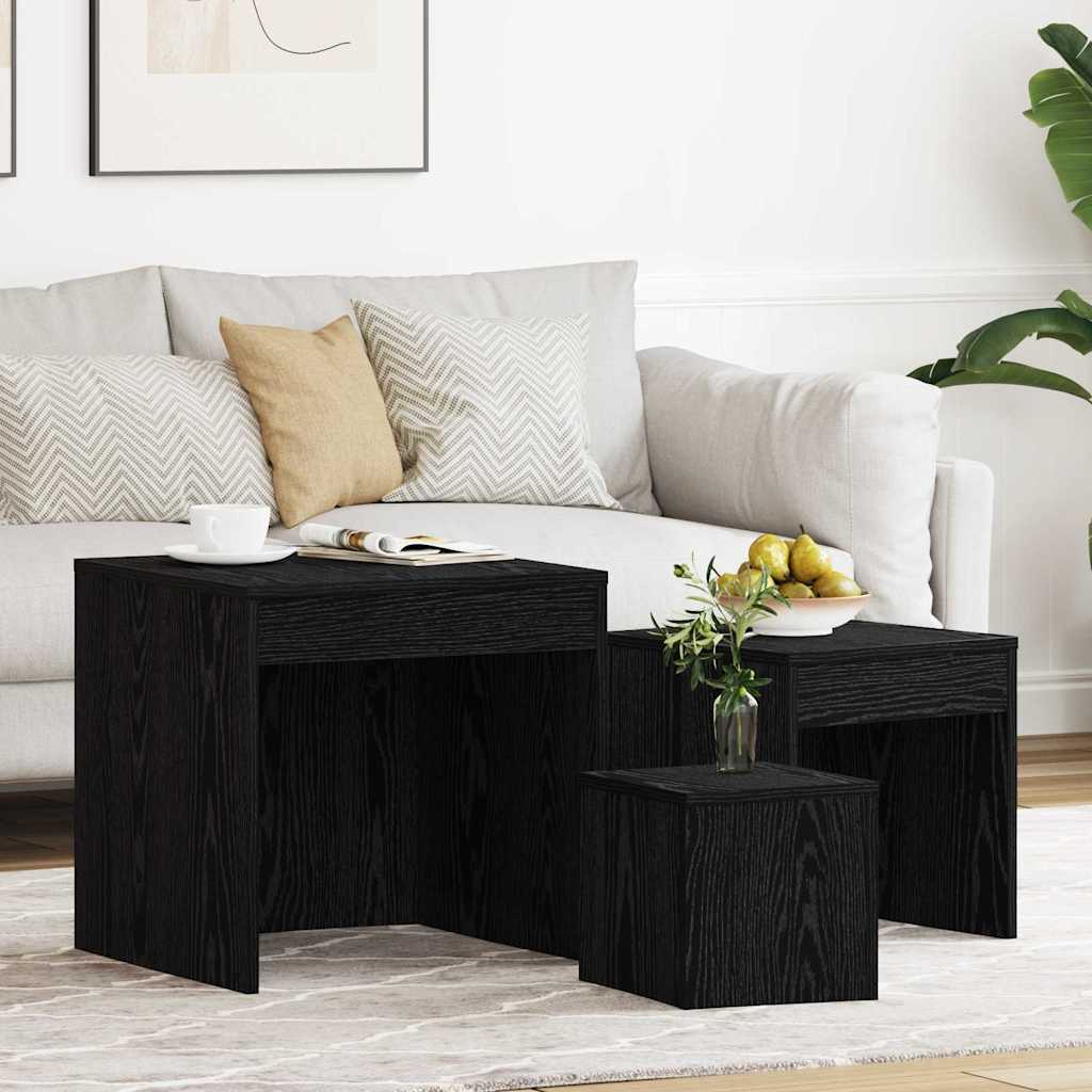 Coffee Tables 3 Pieces Black oak 45 x 45 x 45 cm Engineered wood
