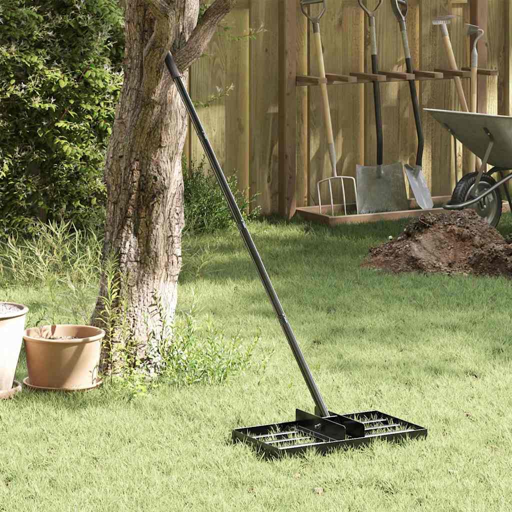 HIPARK Garden Rake Manual 45x25x200 cm Powder-Coated Steel - Black