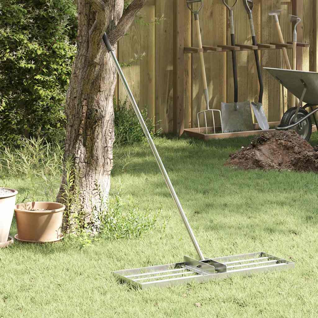 HIPARK Garden Rake Manual 75x25x200 cm Stainless Steel - Silver
