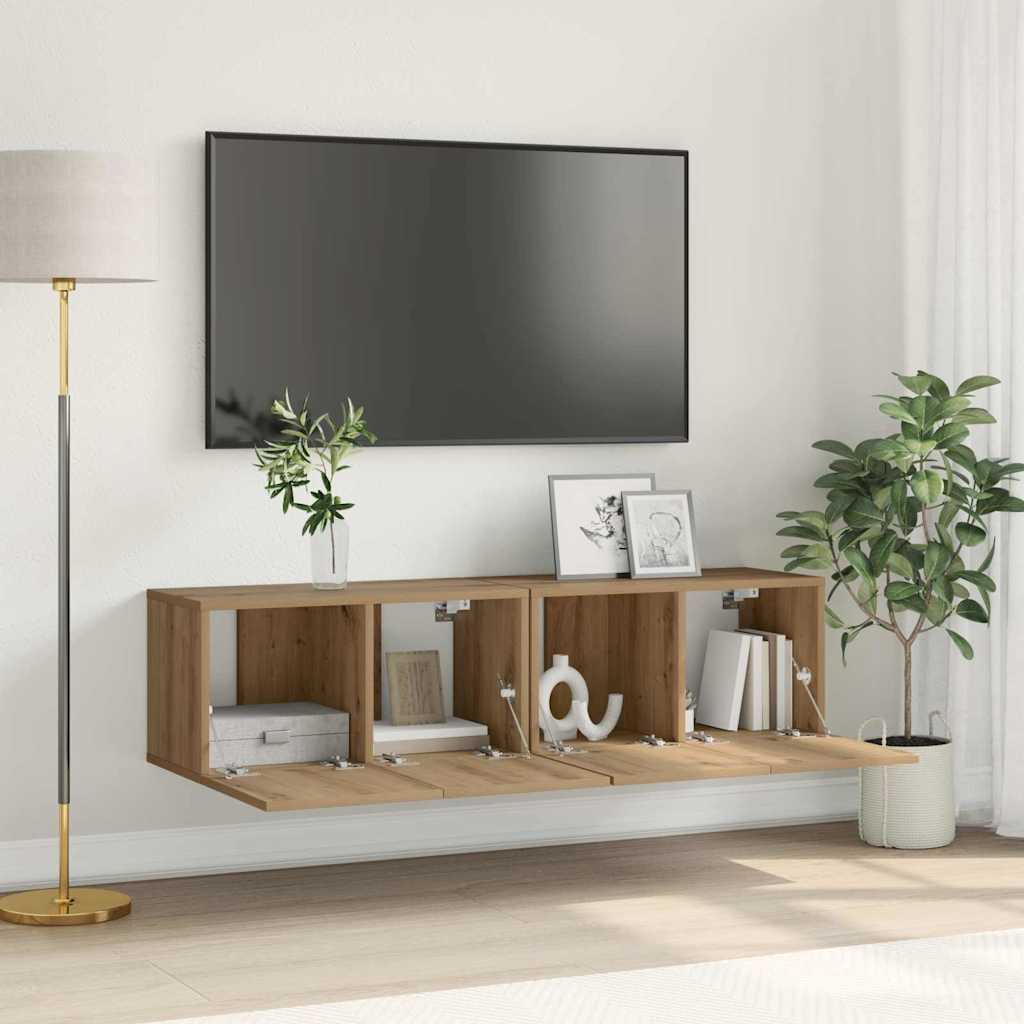 TV Cabinet Set Artisan Oak MDF Medium TV Cabinet Rectangular