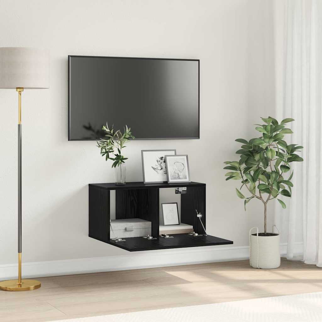 TV Cabinet Set Black Oak Engineered wood Medium TV Cabinet