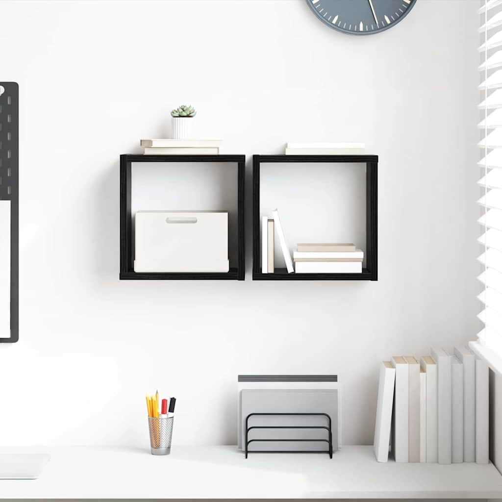 Wall Shelves Black Oak MDF 26 x 15 x 26 cm Wall Shelves Square