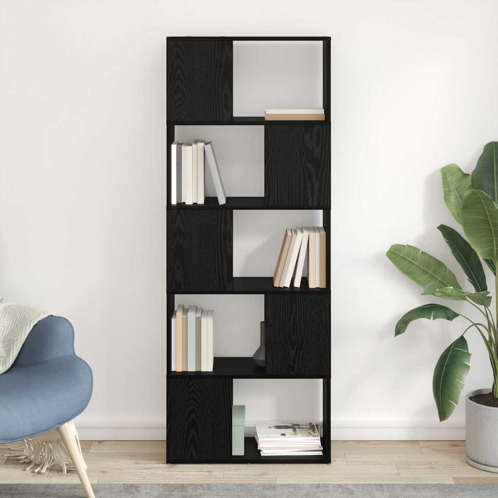 Bookshelf Black oak Engineered wood 60 x 24 x 155 cm