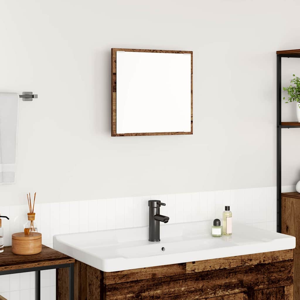 LED Bathroom Mirror Old Wood 40x8.5x37 cm Engineered Wood
