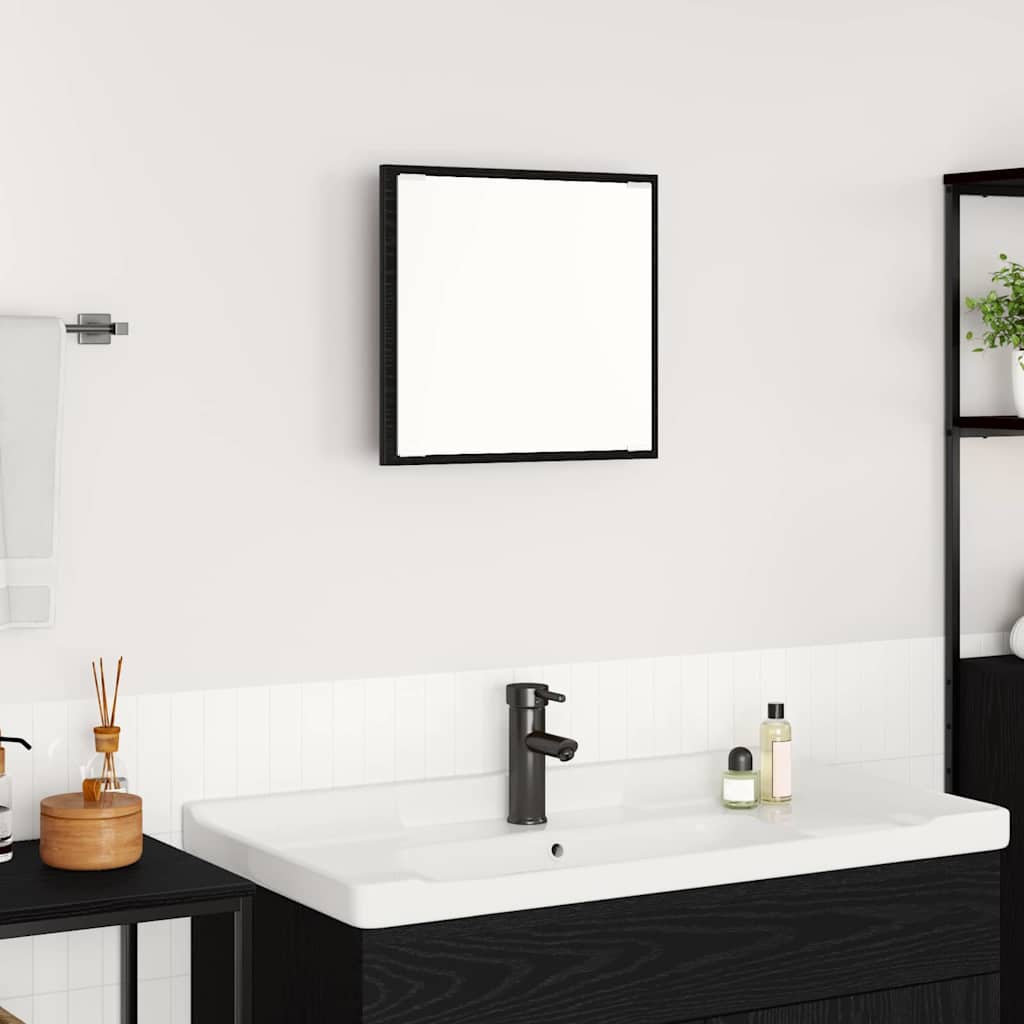 LED Bathroom Mirror Black Oak 40x8.5x37 cm Engineered Wood