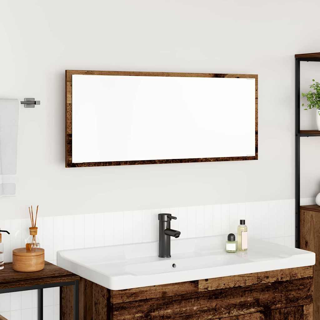 Bathroom Mirror Old wood Engineered wood, Glass 90 x 8.5 x 37 cm