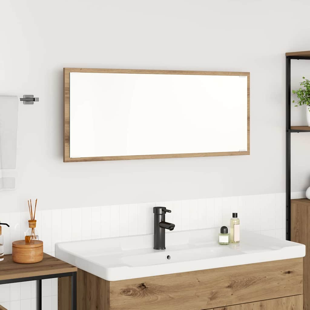 Bathroom Mirror Artisan oak Engineered wood, Glass 90 x 8.5 x 37 cm