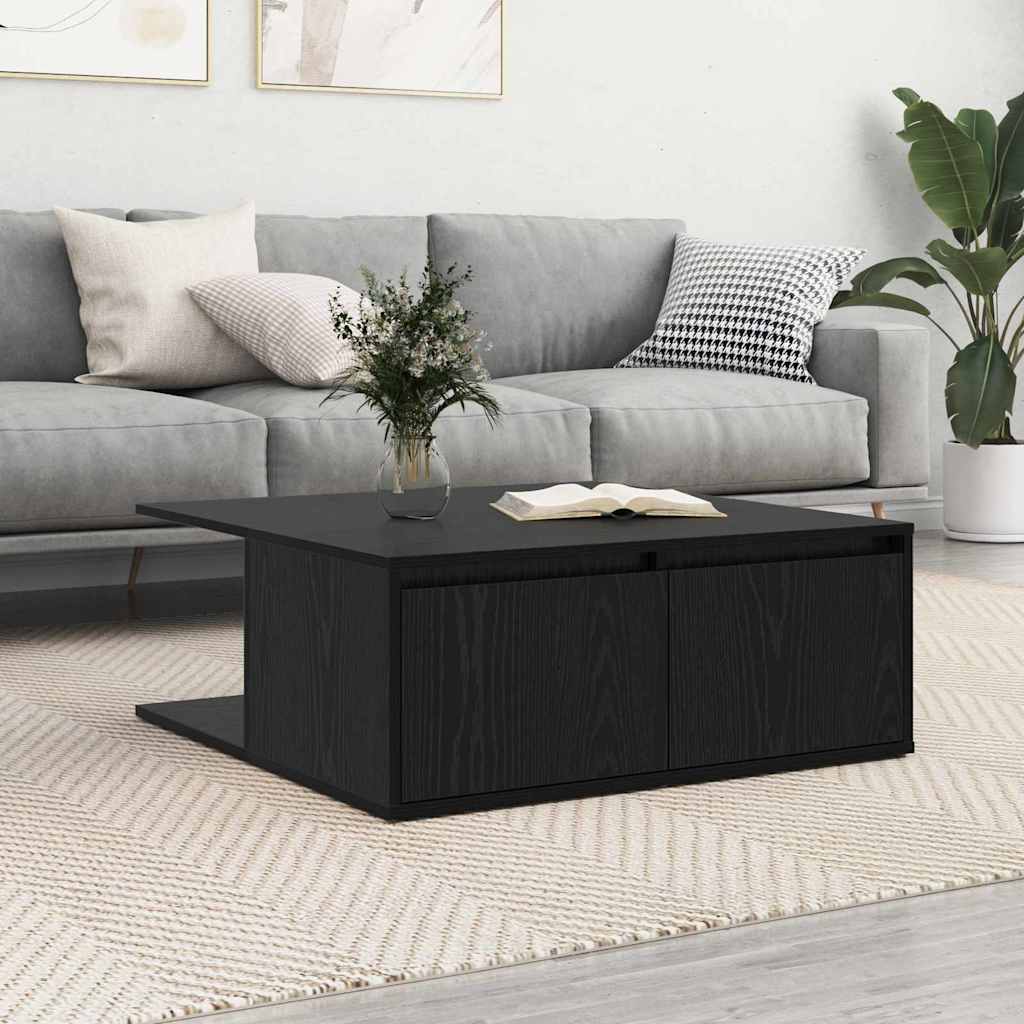 Coffee Table Black oak 80 x 80 x 31 cm Engineered wood