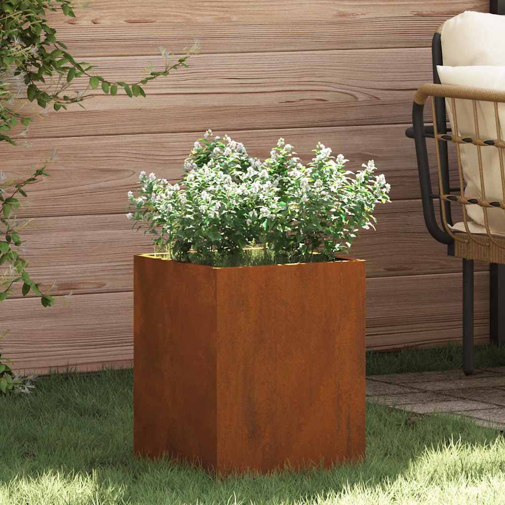 Garden Planter Brown 32 x 32 x 40 cm Weathered steel