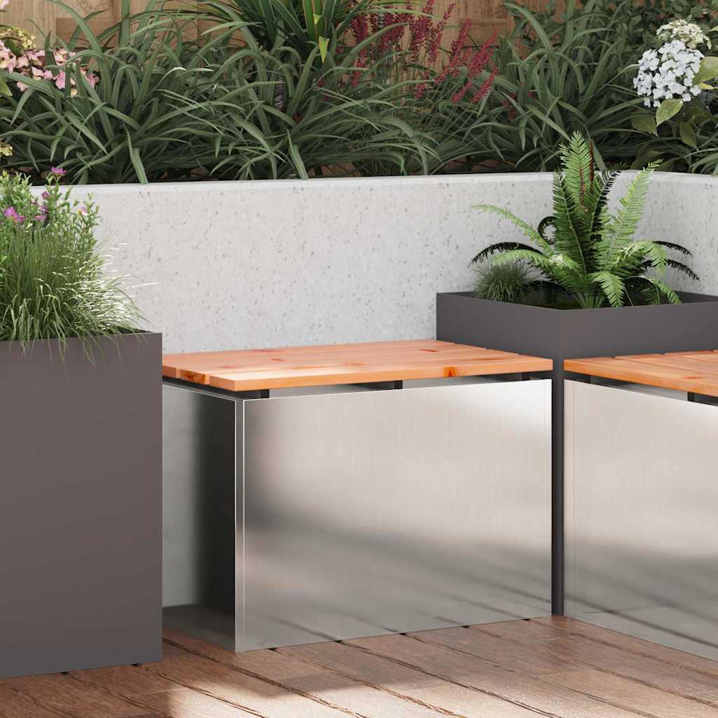 PERCOVE Garden Bench 60x40x43 cm Stainless Steel - Silver