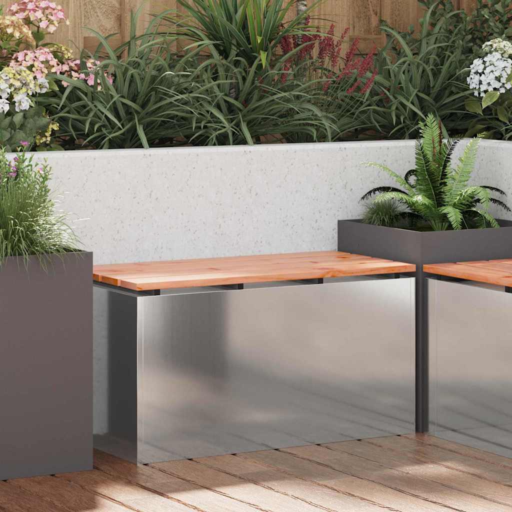 PERCOVE Garden Bench 80x40 x43 cm Galvanised Steel - Silver
