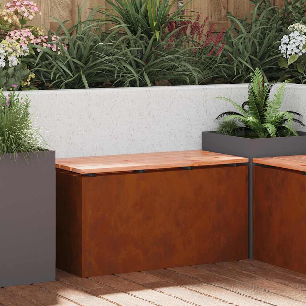 PERCOVE Garden Bench Rusty 80x40 x43 cm Weathering Steel