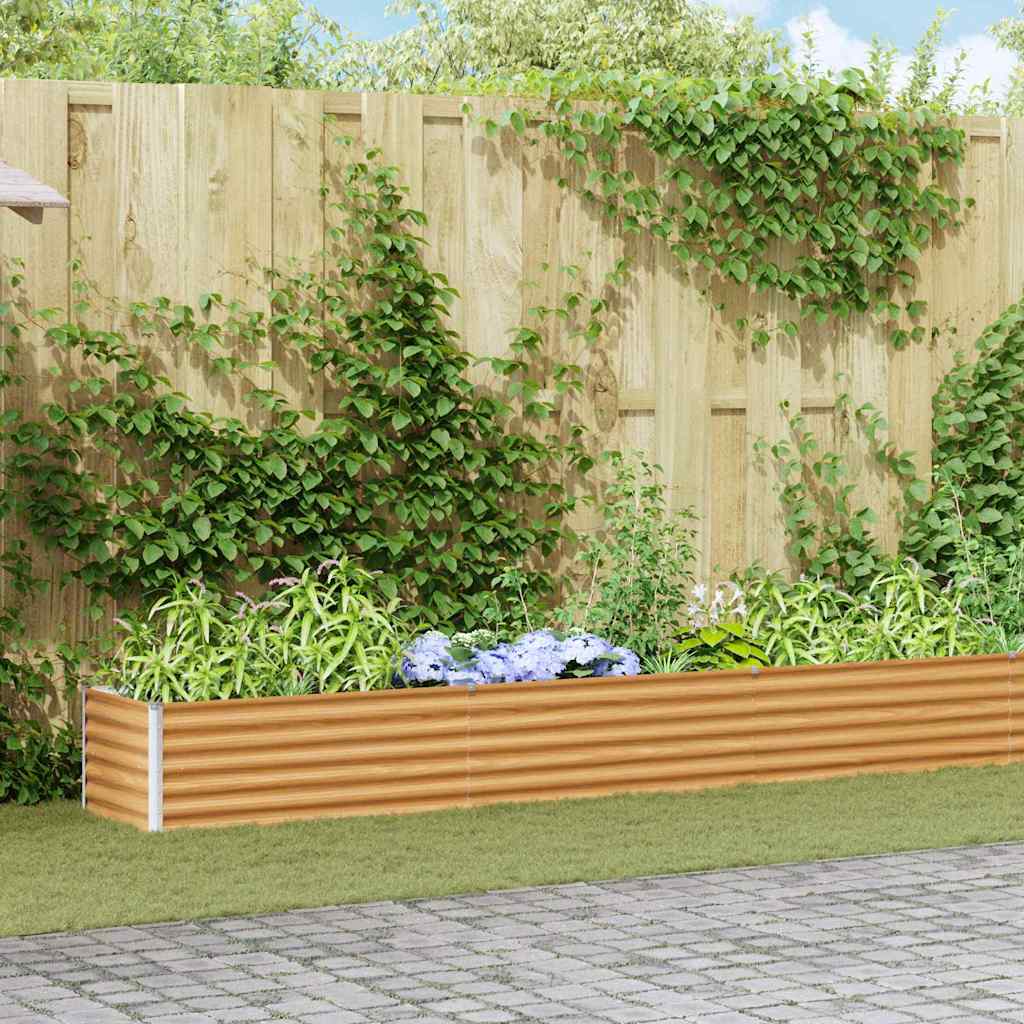 OLHCOVE Garden Raised Bed Light 485x50x36 cm Galvanised Steel - Brown
