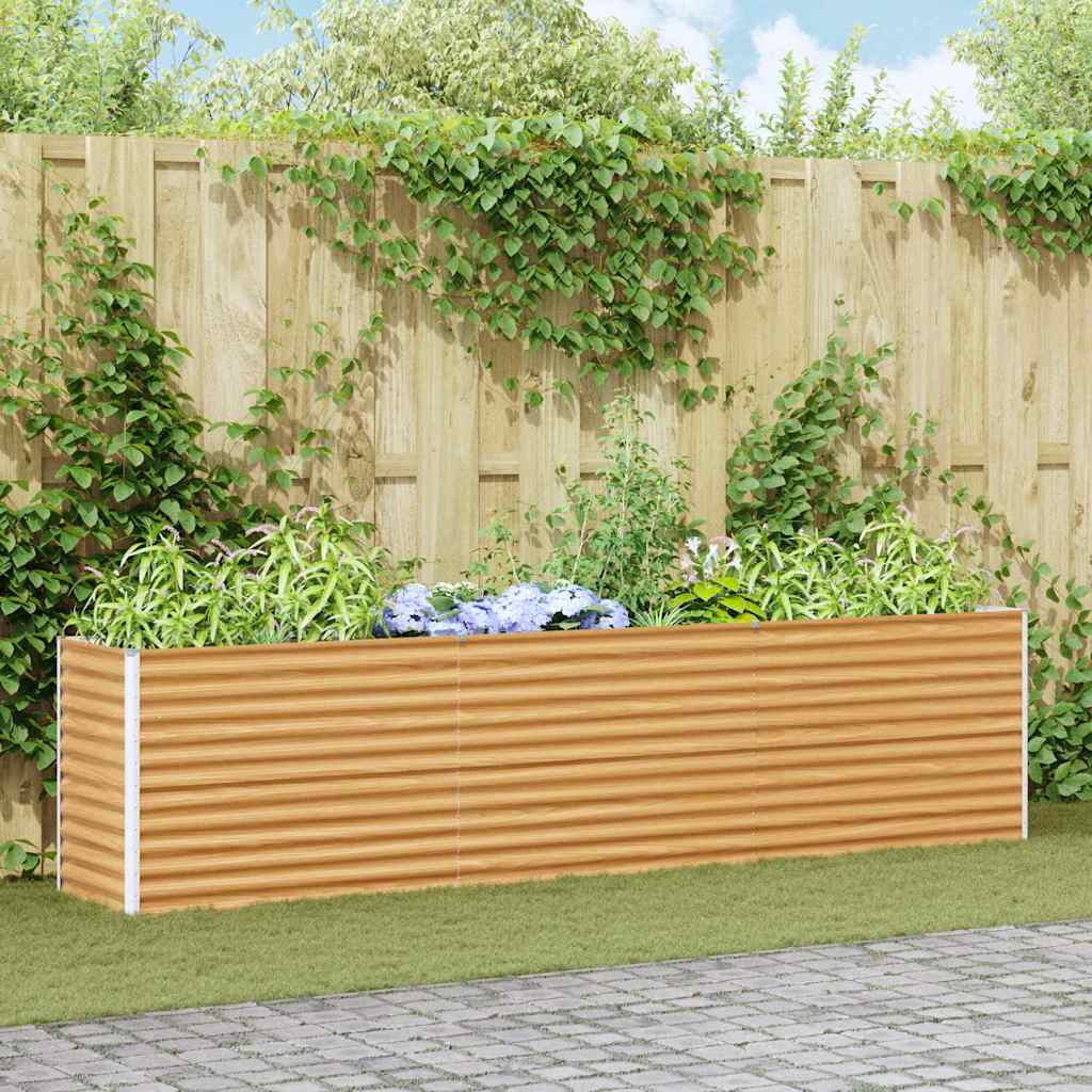 OLHCOVE Garden Raised Bed Light 290x50x68 cm Galvanised Steel - Brown